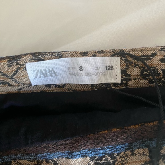 NWT Zara Taupe Brown Jacquard Girl Wrap Style Skirt Size:8 - Picture 5 of 10